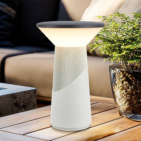 LED-Akku-Tischlampe Pilia anthrazit/hellgrau Höhe 24 cm IP44 günstig online kaufen