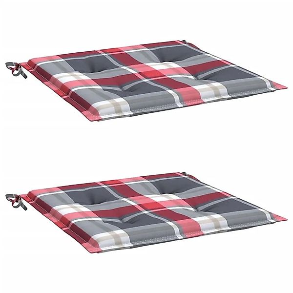 vidaXL Gartenstuhl-Kissen 2Stk Rot Karomuster 50x50x4cm Oxford-Gewebe 31406 günstig online kaufen