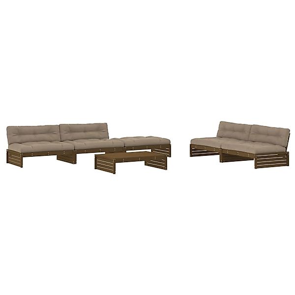 vidaXL 6-tlg Garten-Lounge-Set mit Kissen Honigbraun Massivholz Modell 5 günstig online kaufen