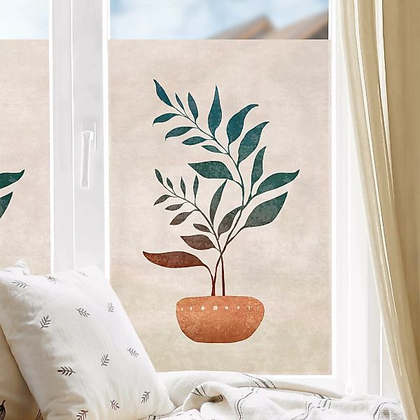 Fensterfolie Boho Blätter In Vase II günstig online kaufen