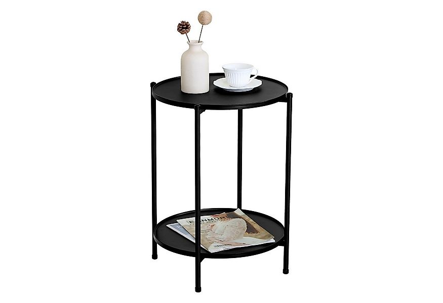 kisidus Beistelltisch Beistelltisch mit 2 Ablagen (rund, Ø 40cm, Couchtisch günstig online kaufen