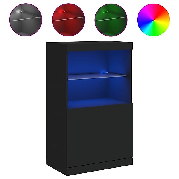 vidaXL Sideboard Sideboard mit LED-Leuchten Schwarz günstig online kaufen