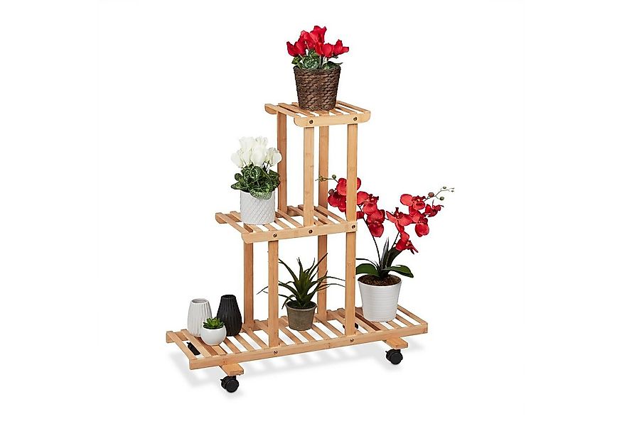 relaxdays Blumenständer Pflanzenregal Bambus günstig online kaufen