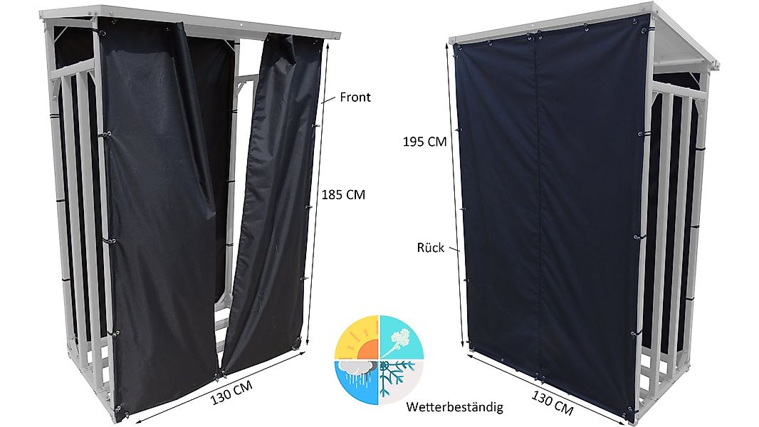 Grasekamp Kaminholzregal Schutzhüllen Set Kaminholzunterstand 130x70x203cm, günstig online kaufen