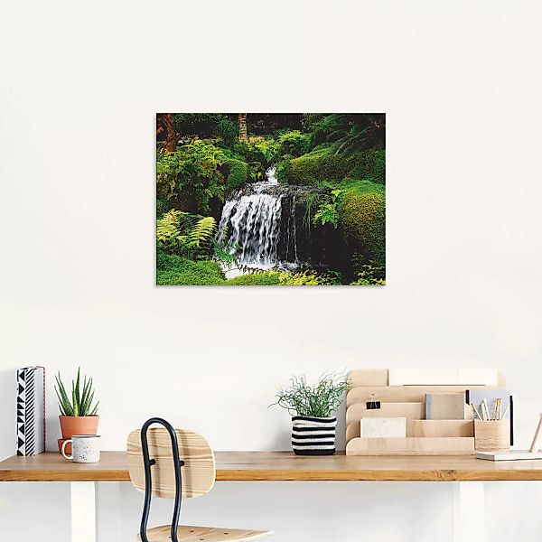 Artland Glasbild "Wasserfall im Grünen", Gewässer, (1 St.), in verschiedene günstig online kaufen