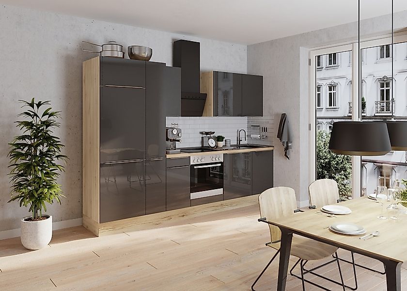 KOCHSTATION Küchenzeile »KS-Aken« Breite 300 cm, wahlweise mit E-Geräten, m günstig online kaufen