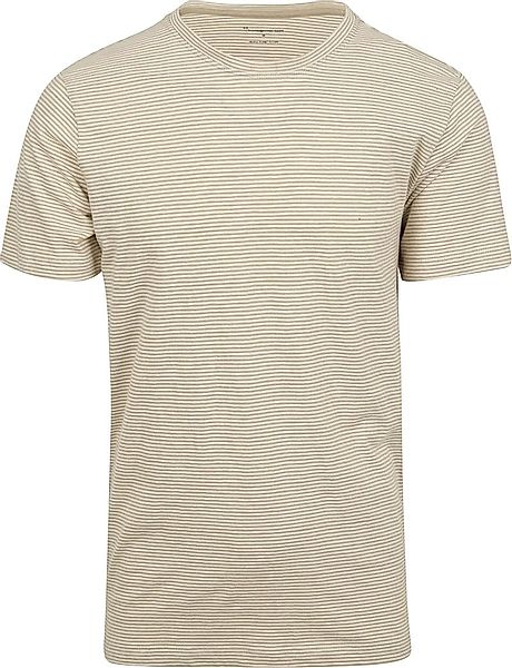 KnowledgeCotton Apparel T-shirt Streifen Beige - Größe L günstig online kaufen