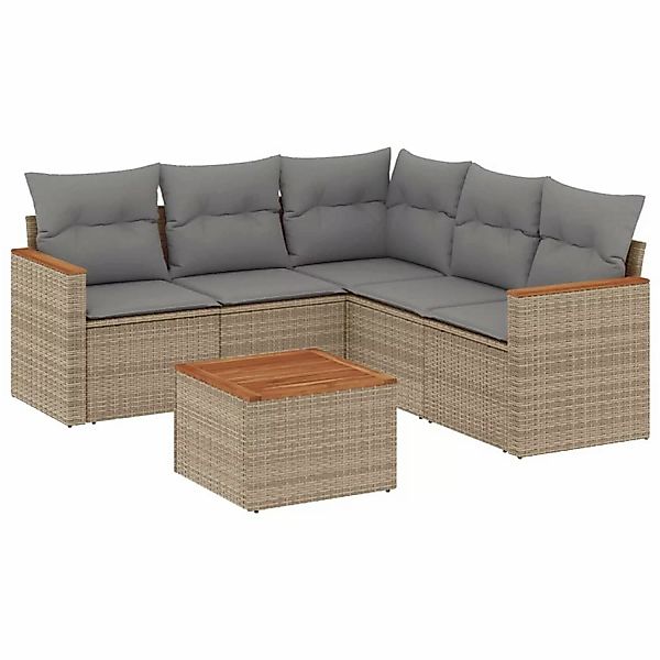 vidaXL 6-tlg Garten-Sofagarnitur mit Kissen Beige Poly Rattan Modell 275 günstig online kaufen