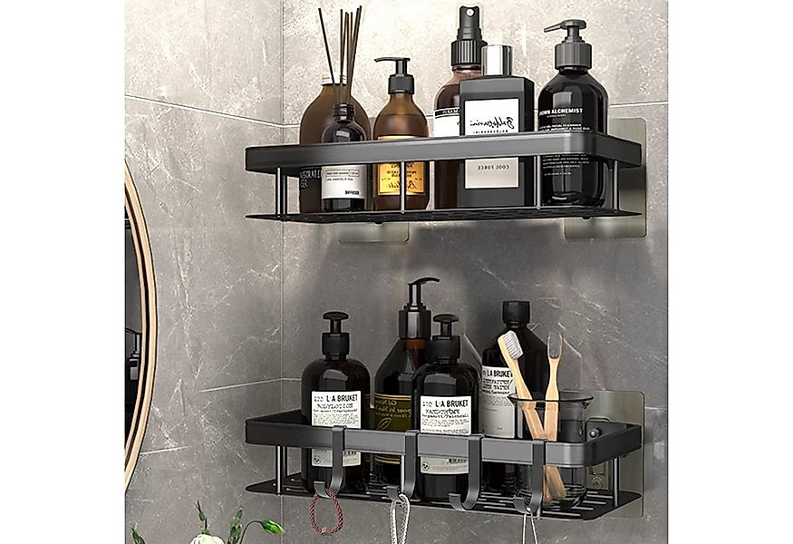 Comfy Mate Duschablage Duschablage Eckregal Ohne Bohren 2 Stück, 4 Häkchen, günstig online kaufen