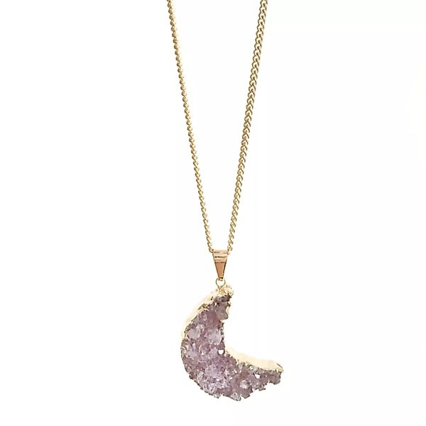 Moon - Vergoldete Halskette Mit Achatmond Mit Kristalldruse günstig online kaufen
