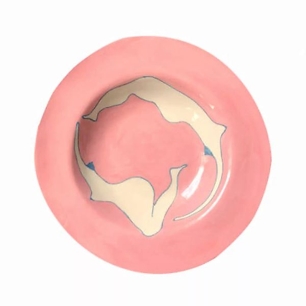 Teller Together keramik rosa / Ø 26 cm - Handbemalt - LAETITIA ROUGET - Ros günstig online kaufen
