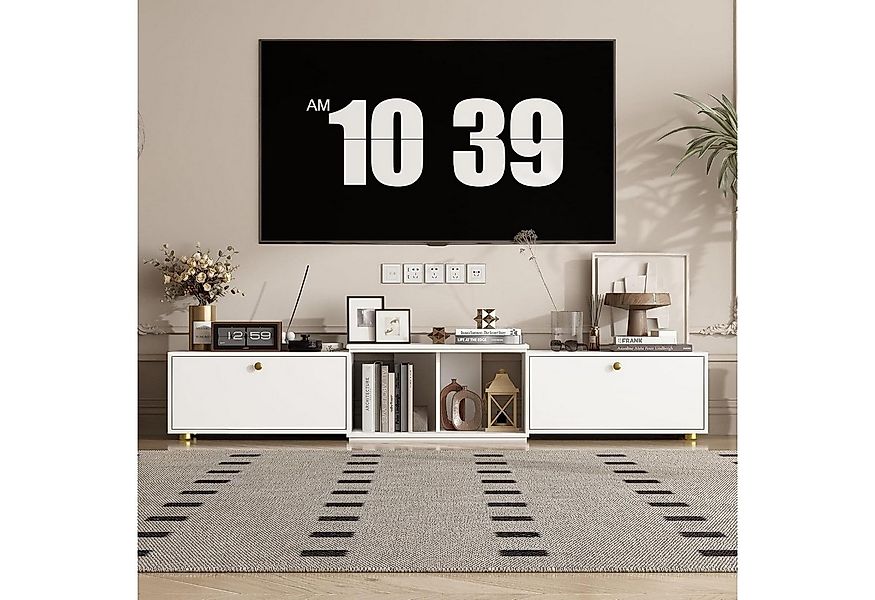 FUFU&GAGA Lowboard TV-Ständer, mit 2 Schränken, 120-175 x 30 x 28 cm, MDF, günstig online kaufen