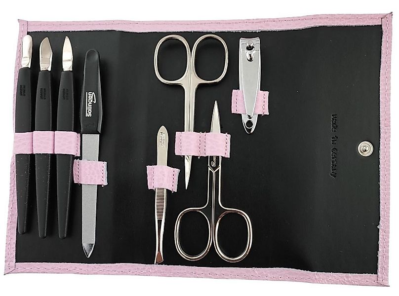 EloModa Maniküre-Etui Nagelpflege Set 8-tlg. Echtleder Etui, Maniküre Pedik günstig online kaufen