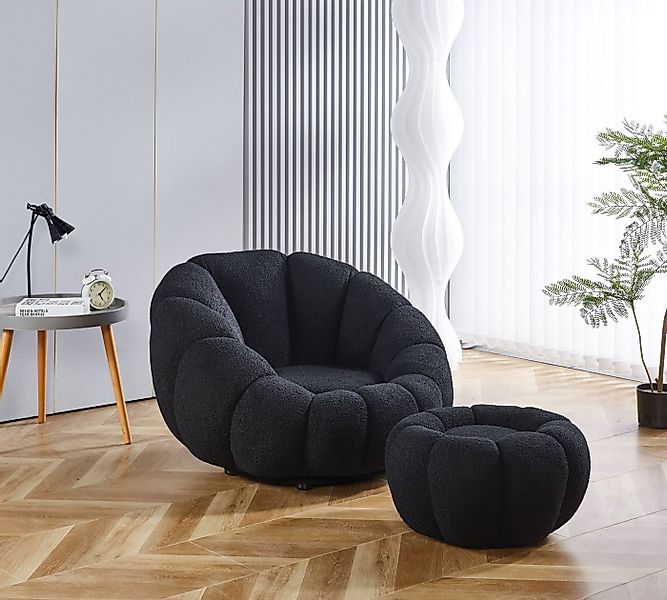 alesvelt Drehsessel Kürbis Sessel 360° Drehfunktion Relaxsessel inkl. Hocke günstig online kaufen