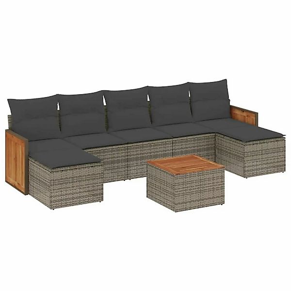 vidaXL 8-Tlg Garten-Sofagarnitur mit Kissen Grau Poly Rattan 3227922 günstig online kaufen