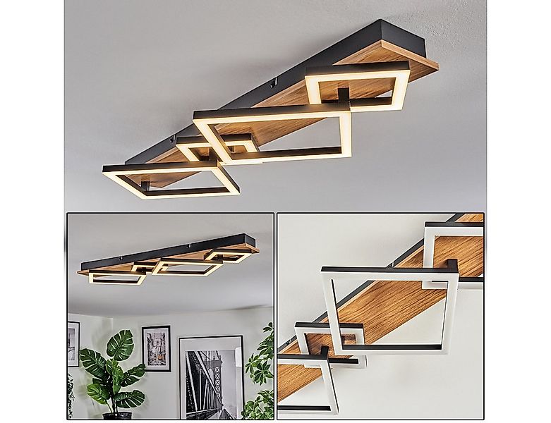 hofstein Deckenleuchte Deckenlampe aus Metall/Kunststoff in Holzoptik/Schwa günstig online kaufen