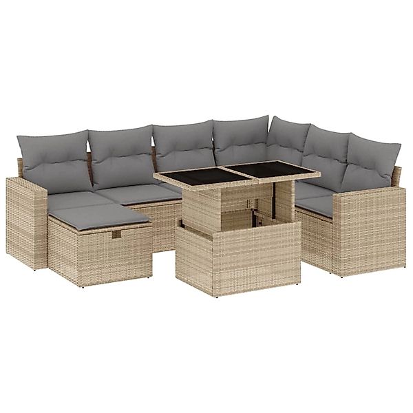 vidaXL 8-tlg Garten-Sofagarnitur mit Kissen Beige Poly Rattan Modell 328 günstig online kaufen