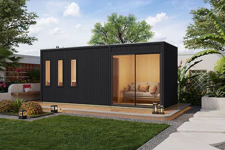 Karibu Saunahaus »"Montana" schwarz« aus hochwertiger nordischer Fichte günstig online kaufen