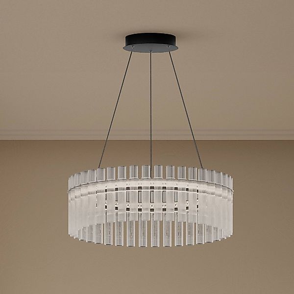 Lucande LED-Hängeleuchte Luma, Ring, schwarz, Glas, Ø 60cm günstig online kaufen