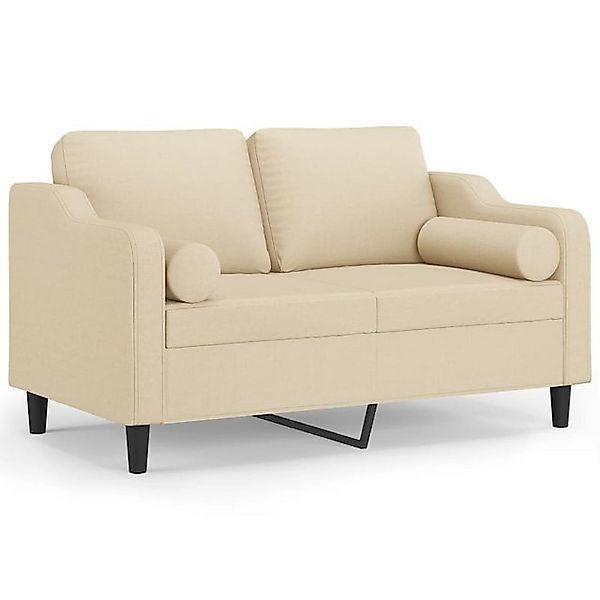 vidaXL Sofa, 2-Sitzer-Sofa mit Zierkissen Creme 120 cm Stoff günstig online kaufen