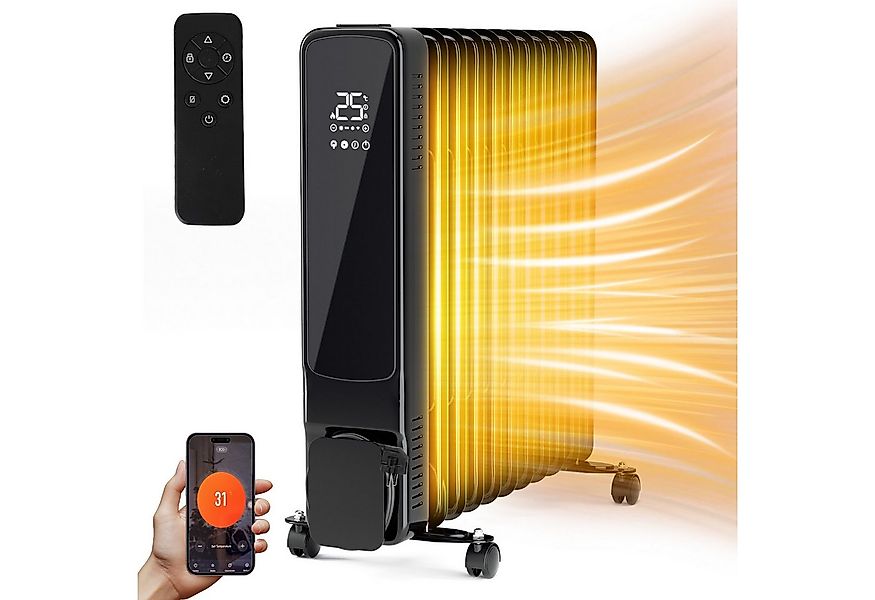 Clanmacy Ölradiator 2500W 11 Rippen mit LCD-Display WiFi Mobil Öl Radiator günstig online kaufen