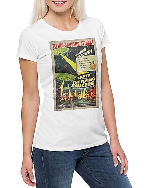 Urban Backwoods Print-Shirt Earth Vs. Flying Saucers I Damen T-Shirt Ufo Fl günstig online kaufen