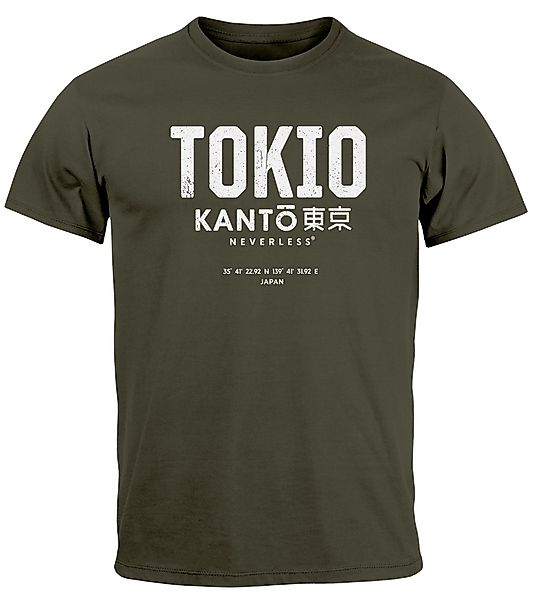 Neverless Print-Shirt Herren T-Shirt Frontprint Tokyo günstig online kaufen