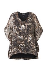 Ulla Popken Tunika Chiffonbluse doppellagig V-Ausschnitt günstig online kaufen