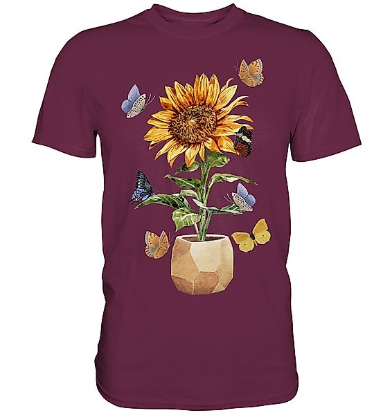 Tigerlino T-Shirt Schmetterling Sonnenblumen Shirt Gärtner günstig online kaufen