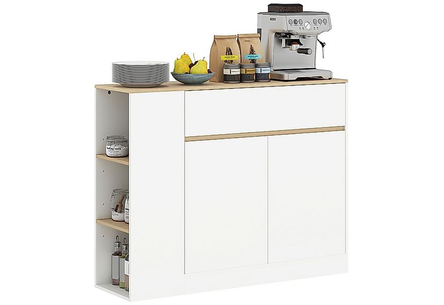 HOMCOM Sideboard mit Schublade, verstellbare Ablage, Kippschutz (Küchenschr günstig online kaufen