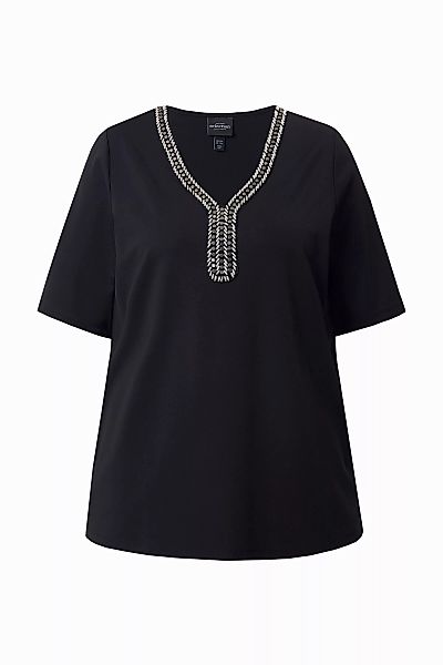 Ulla Popken T-Shirt T-Shirt geschmückter Ausschnitt günstig online kaufen