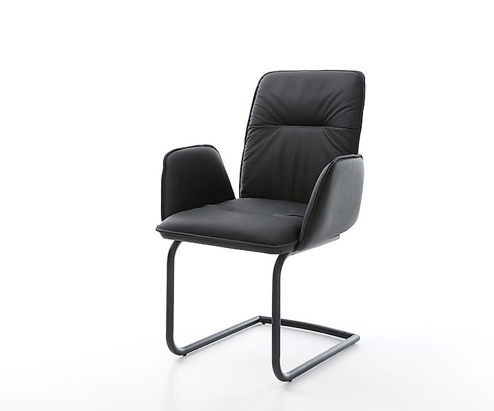 Freischwinger Vinja-Flex Echt-Leder Schwarz Freischwinger rund Schwarz günstig online kaufen