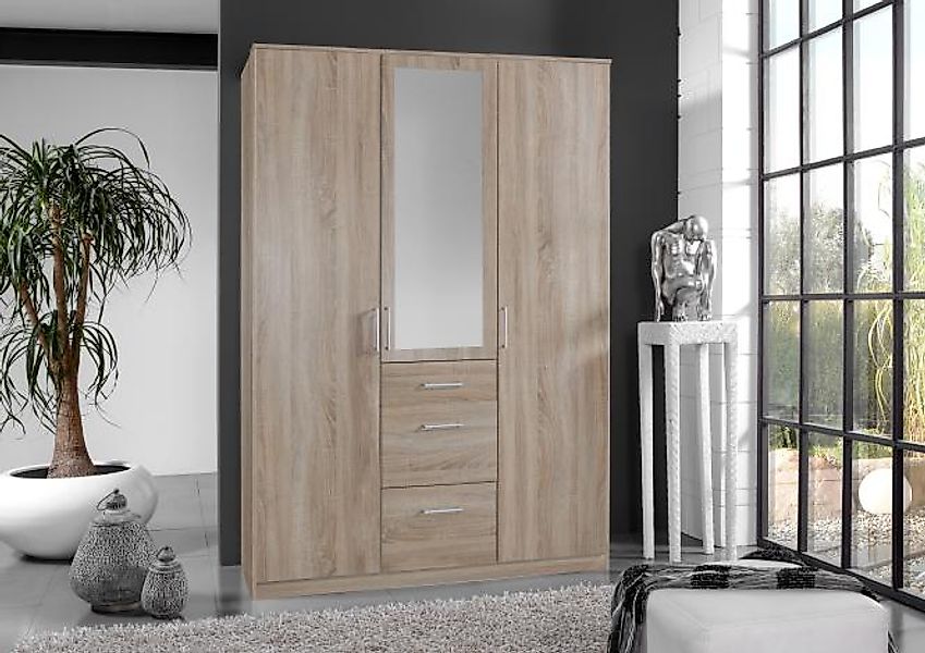 Kleiderschrank 3trg mit 1 Spiegel CLICK von WIMEX braun günstig online kaufen