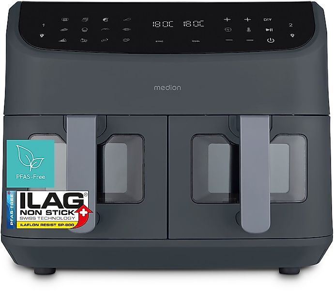 Medion Heißluftfritteuse "MD 11760 P20XXL Twin" 2400 W günstig online kaufen