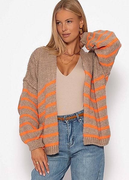 SASSYCLASSY Cardigan Gestreifter Cardigan mit Außennähten für Damen Weicher günstig online kaufen