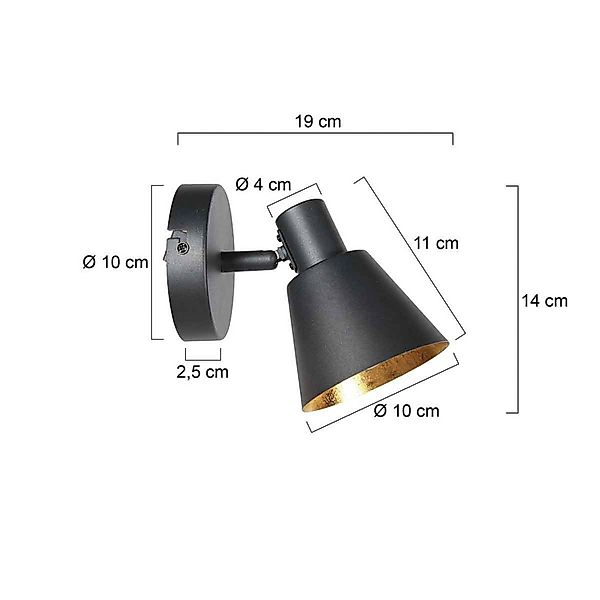 Wandstrahler Oeroe, 1-flammig, schwarz, Metall, E14 günstig online kaufen