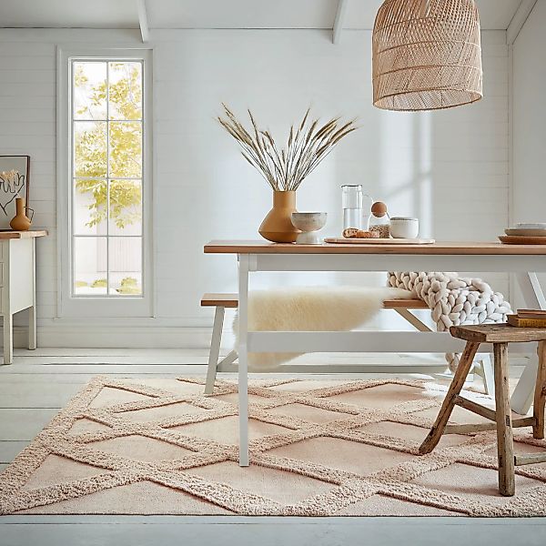 FLAIR RUGS Teppich "Tessa Baumwolle mit Rautenmuster" rechteckig 10 mm Höhe günstig online kaufen
