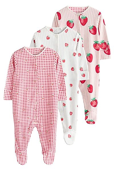 Next Schlafoverall Baumwollstrampler Erdbeermotiv, 3 Stk. günstig online kaufen