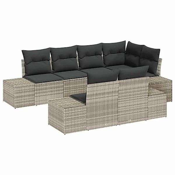 vidaXL Gartensofa-set mit Speicher 7-Tlg Hellgrau Poly-Rattan 3355771 günstig online kaufen