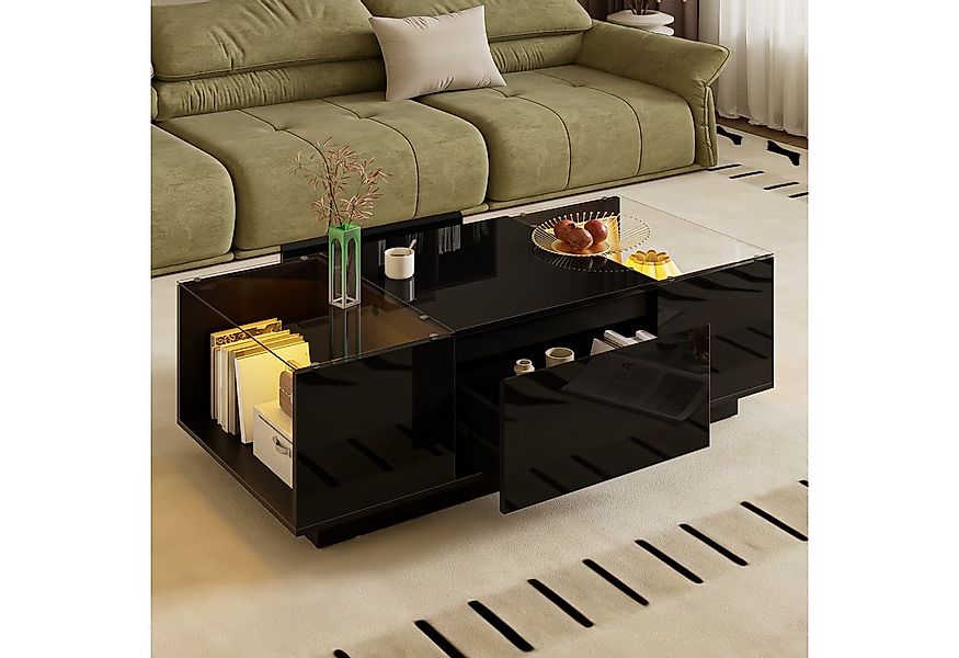 Merax Couchtisch Sofatisch Beistelltisch mit LED-Beleuchtung (1-St., 105 L günstig online kaufen