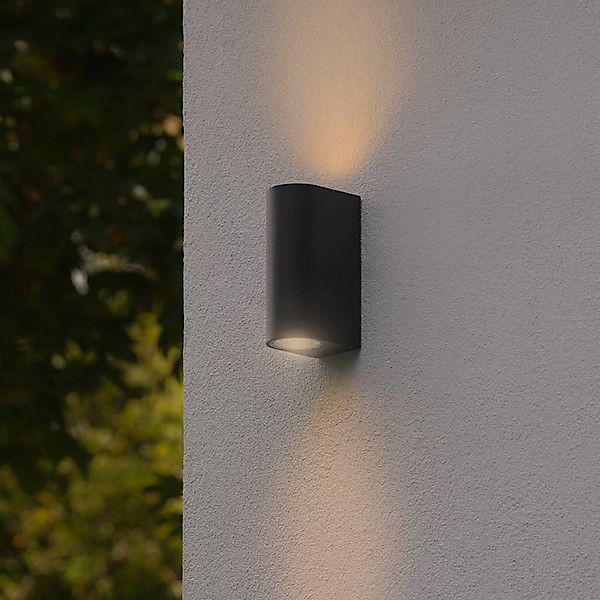 Außenwandleuchte Dion Double, schwarz, GU10, Aluminium, IP44 günstig online kaufen