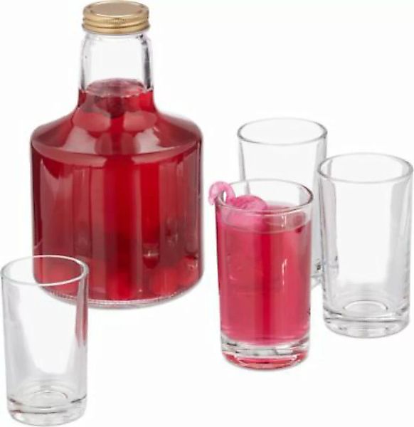 relaxdays Wasserkaraffe Set mit Gläsern transparent günstig online kaufen