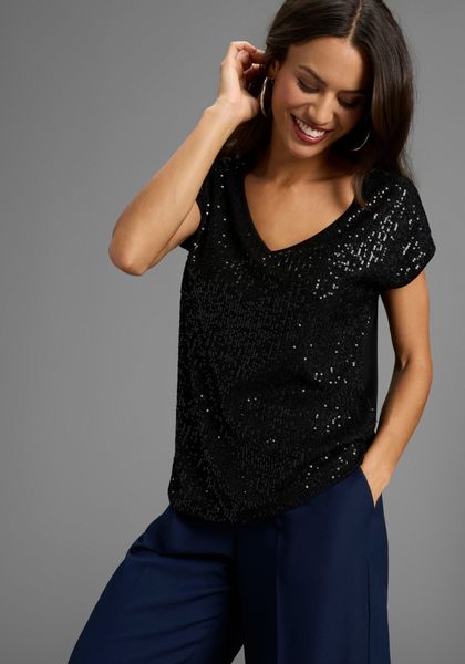 Laura Scott T-Shirt mit glänzenden Pailletten günstig online kaufen