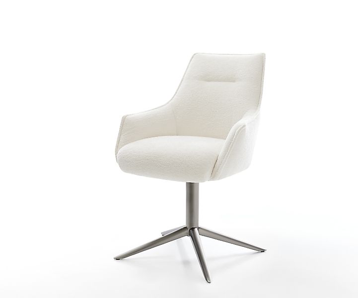 Drehstuhl Alja-Flex mit Armlehnen Bouclé Soft Beige Fußkreuz Graphit 360° d günstig online kaufen