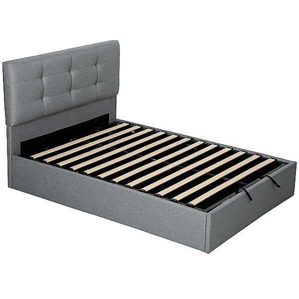 HOMCOM Bett mit Bettkasten 140 x 190 cm, gepolstertes Doppelbettgestell mit günstig online kaufen