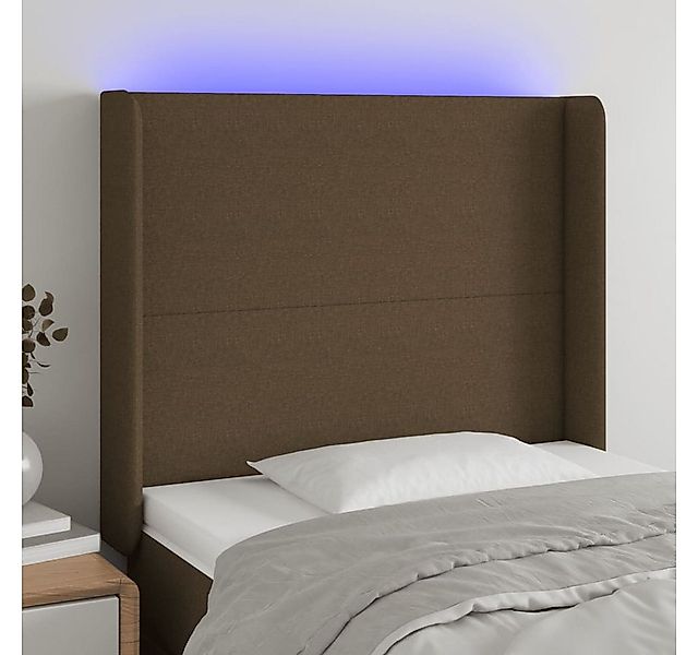 vidaXL Bett, LED Kopfteil Dunkelbraun 83x16x118/128 cm Stoff günstig online kaufen
