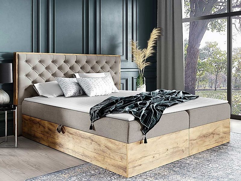 MIRJAN24 Boxspringbett Wood 3 (mit Hauptmatratze, günstig online kaufen