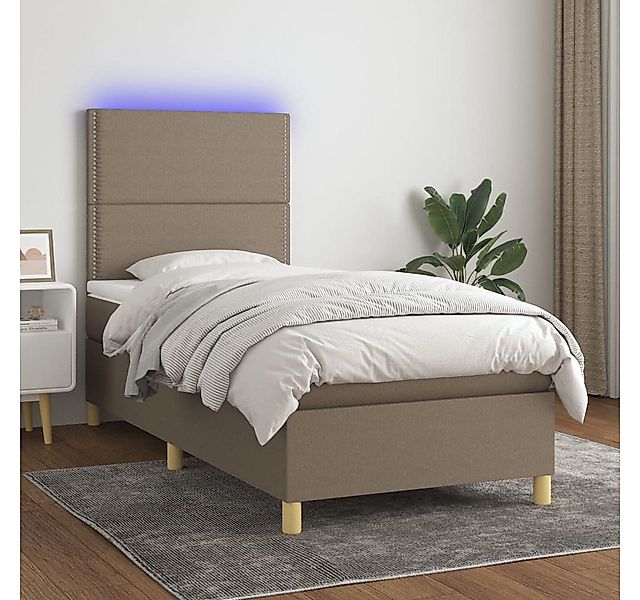 vidaXL Boxspringbett Boxspringbett mit Matratze LED Taupe 80x200 cm Stoff B günstig online kaufen