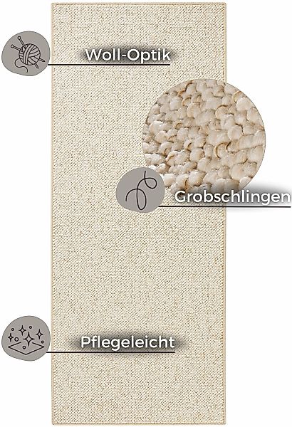 HANSE Home Teppich »Wolly 2«, rechteckig, 12 mm Höhe, Flachgewebe, Läufer, günstig online kaufen