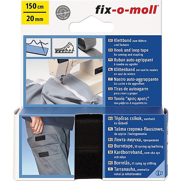 Fix-o-moll Klettband zum Nähen Schwarz 150 cm x 20 mm günstig online kaufen